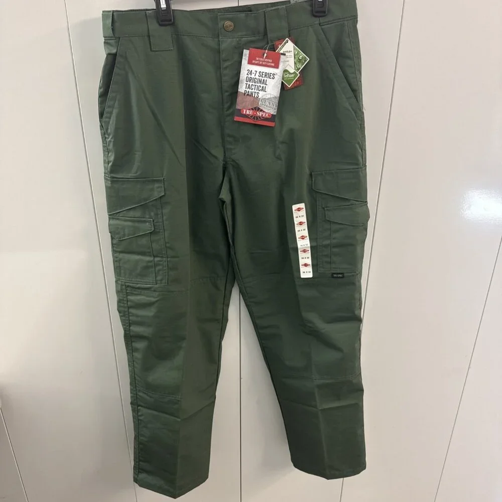 TRU-SPEC Pants Mens 36x32‎ Green 24-7 Series Tactical Cargo Teflon Ripstop NWT
